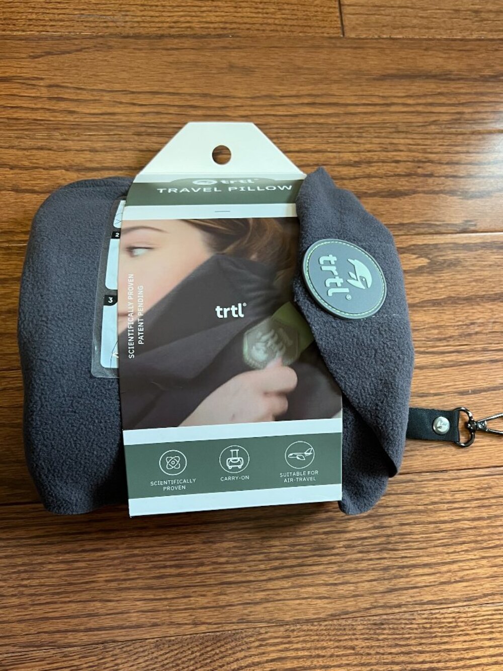 trtl Travel Pillow Grey with Travel Pouch NWOT